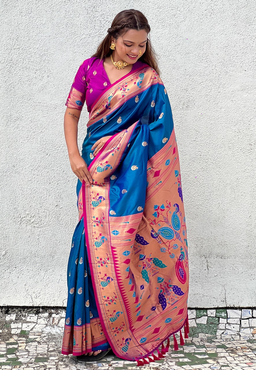 Minakari Weaving Saree With Brocade Blouse