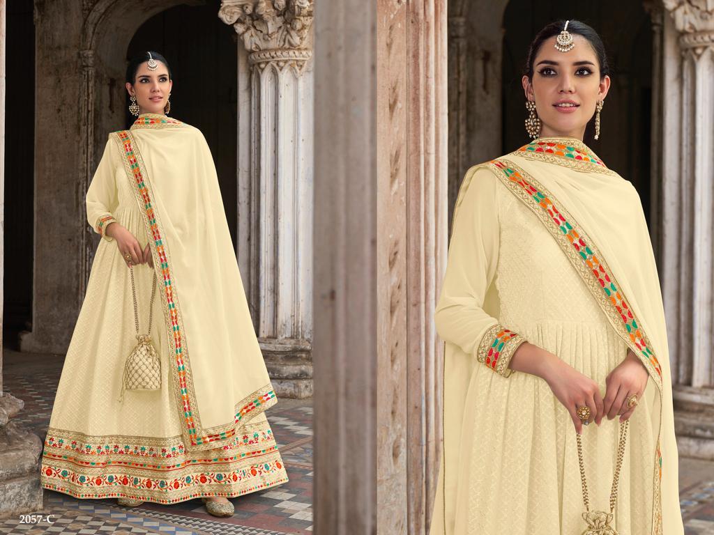 Embroidered Gown With Dupatta