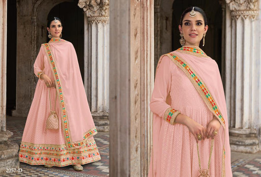 Embroidered Gown With Dupatta