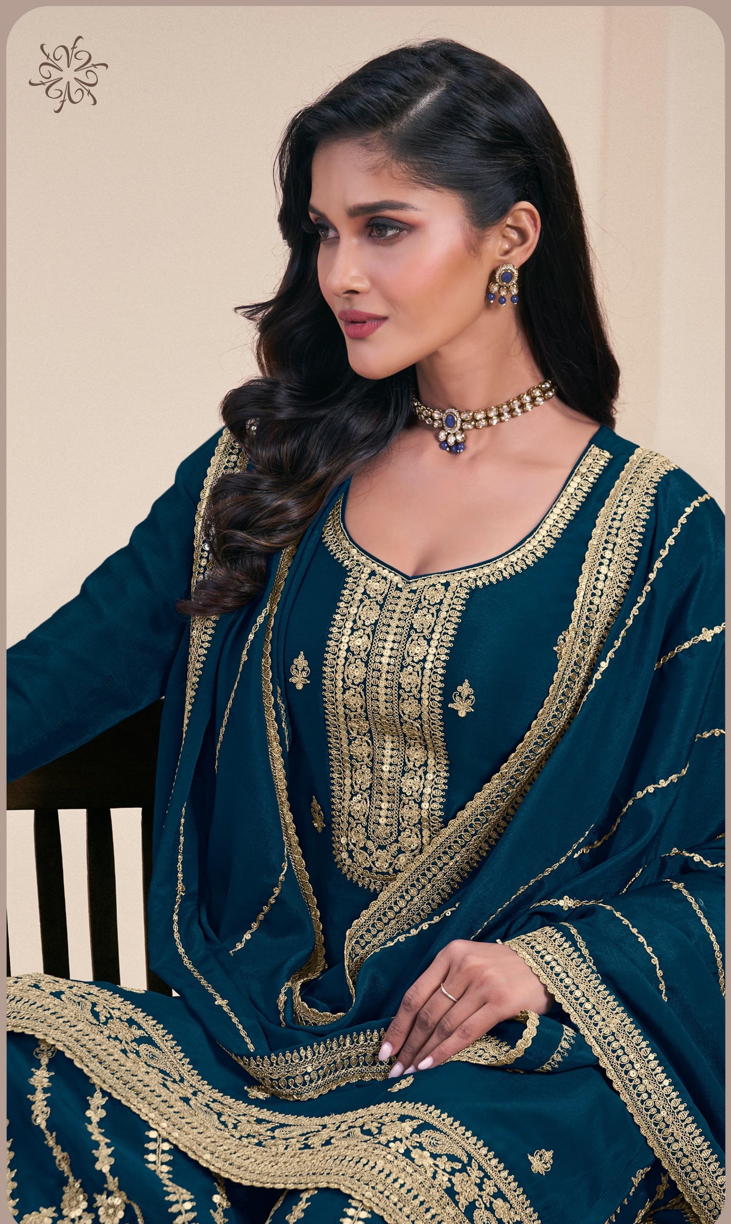 Embroidered Sharara Style Suit