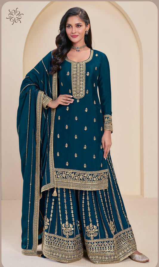 Embroidered Sharara Style Suit