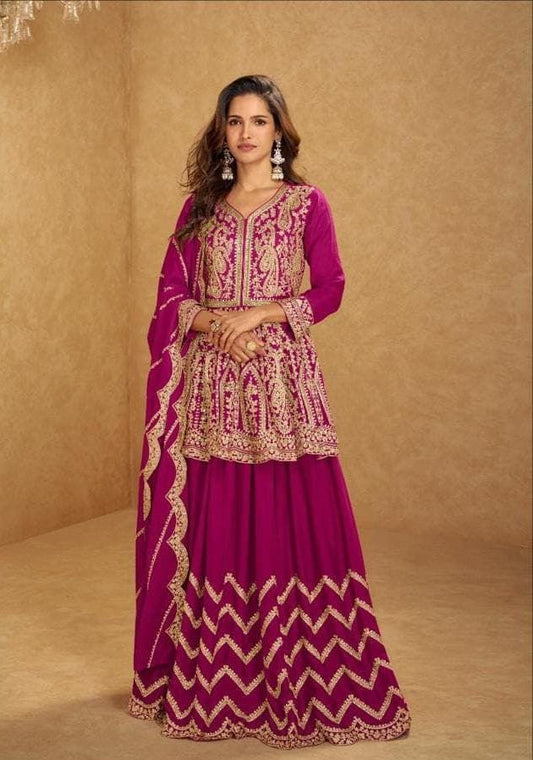 Sharara Style Embroidered Dress