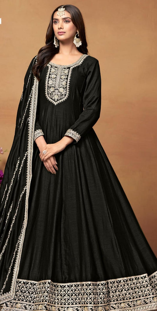 Embroidered Gown With Dupatta
