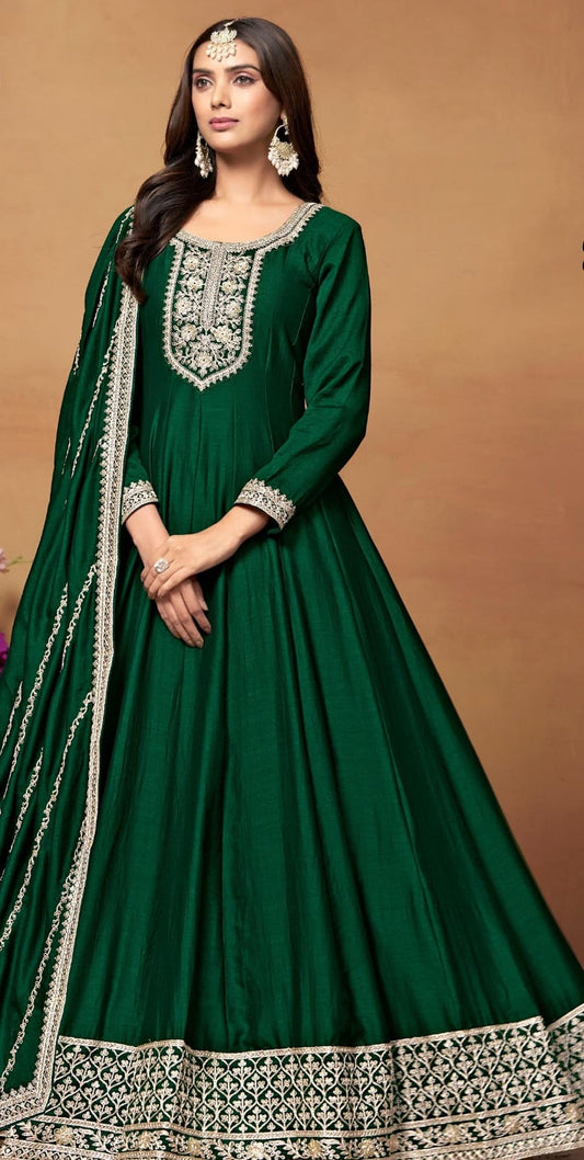 Embroidered Gown With Dupatta