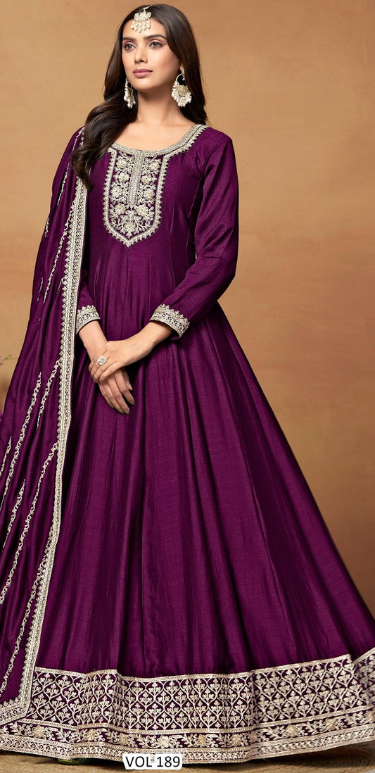 Embroidered Gown With Dupatta