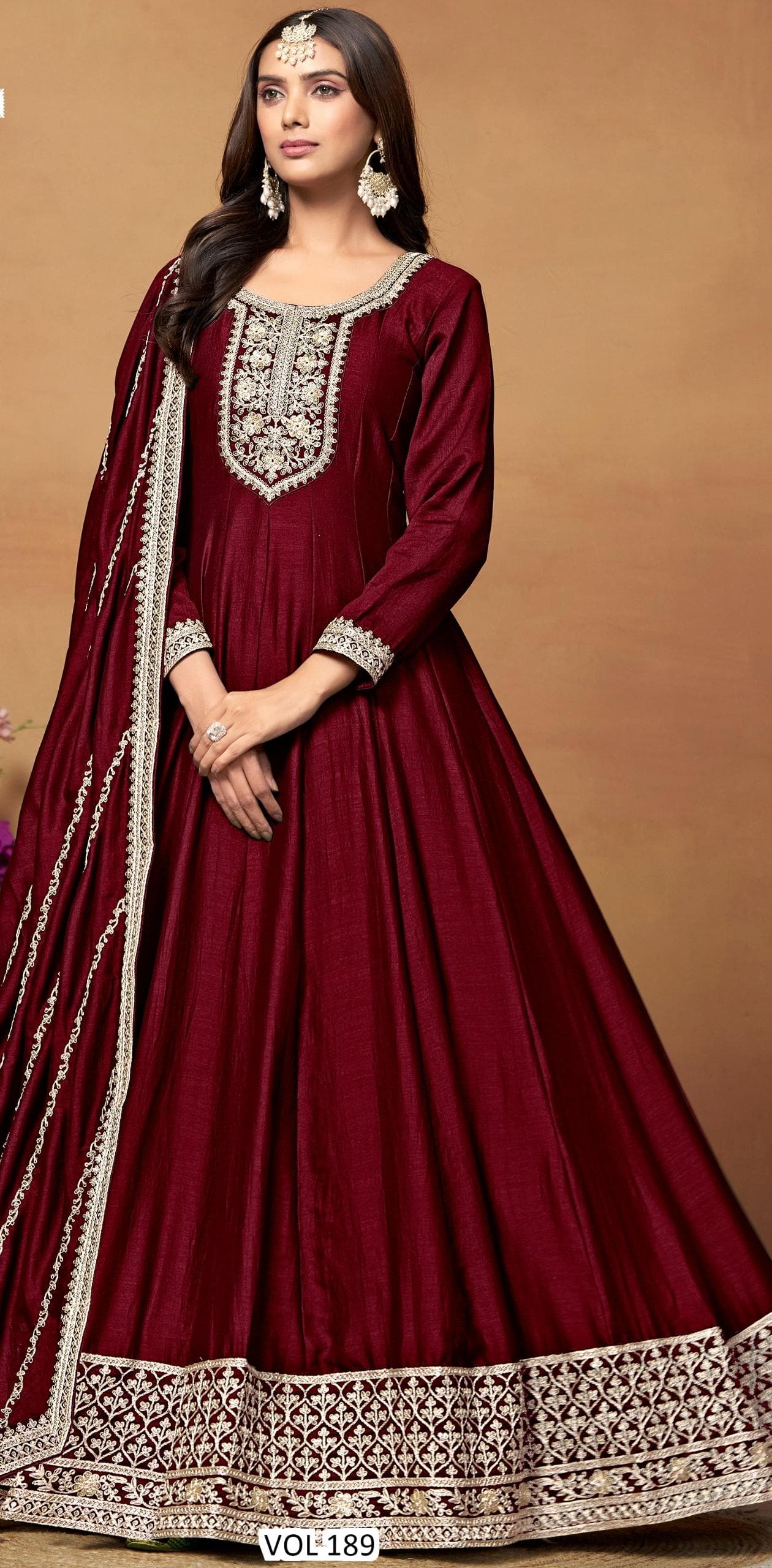 Embroidered Gown With Dupatta