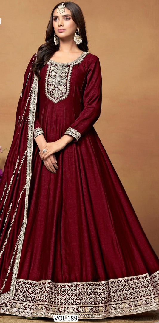 Embroidered Gown With Dupatta