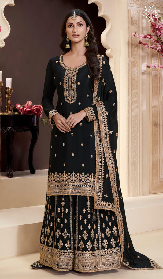 Sharara Style Embroidered Suit