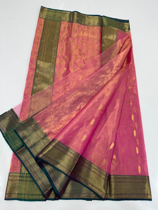 Pure Chanderi Katan Organza Tissue Silk Saree