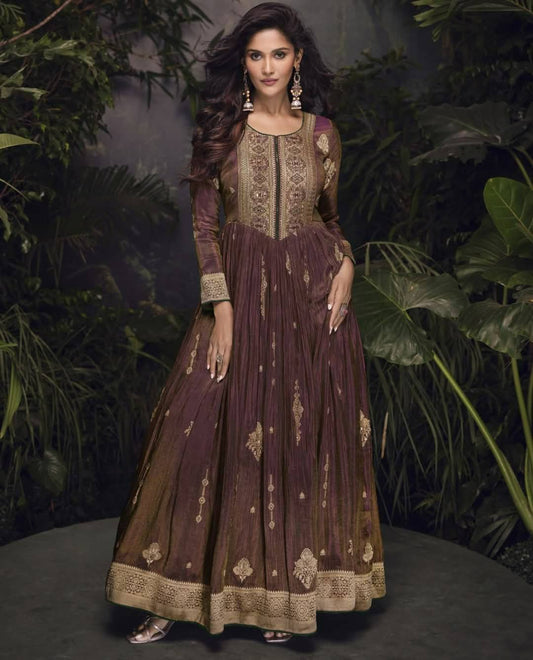 Embroidered Gown With Dupatta