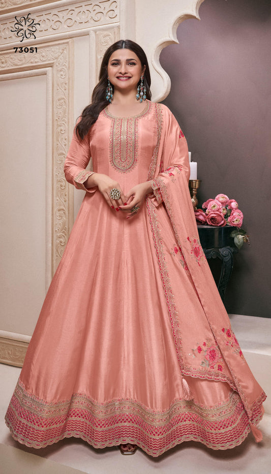Embroidered Gown With Dupatta
