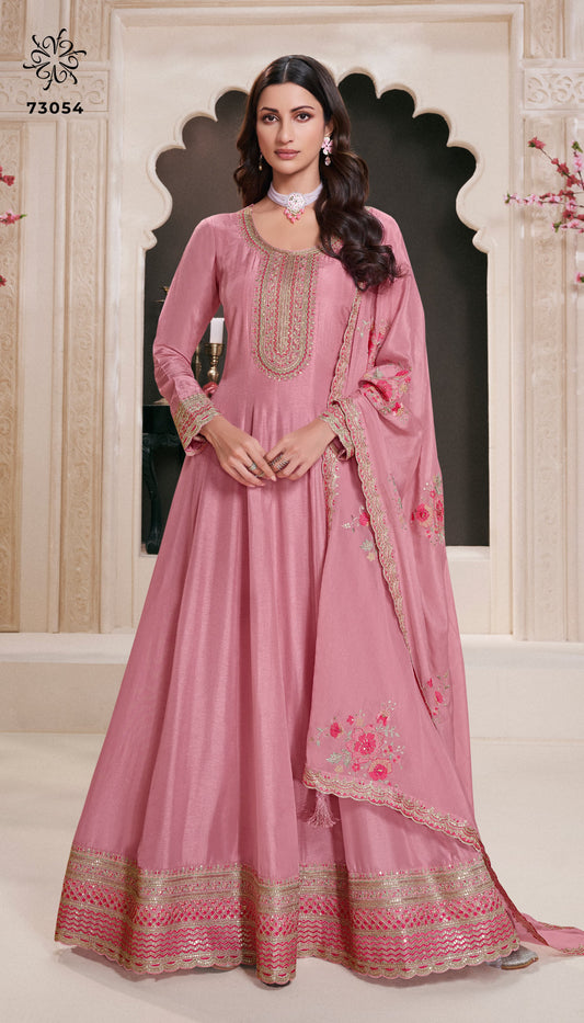 Embroidered Gown With Dupatta