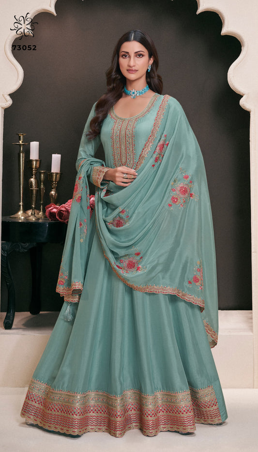 Embroidered Gown With Dupatta
