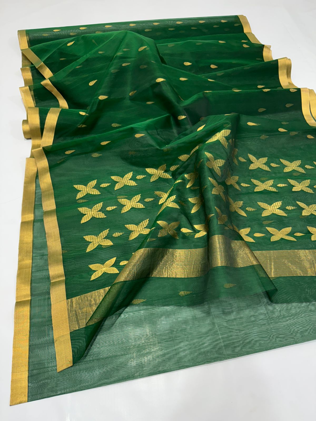 Pure Chanderi Katan Organza Silk Saree