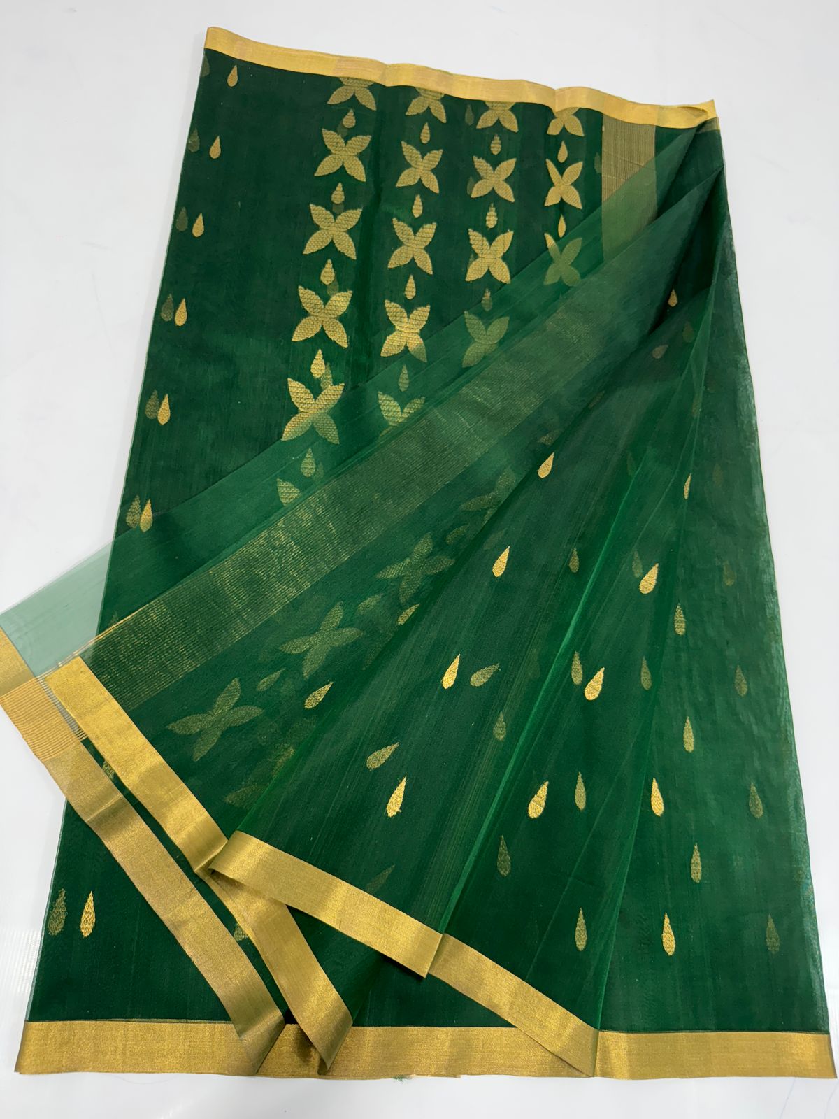 Pure Chanderi Katan Organza Silk Saree