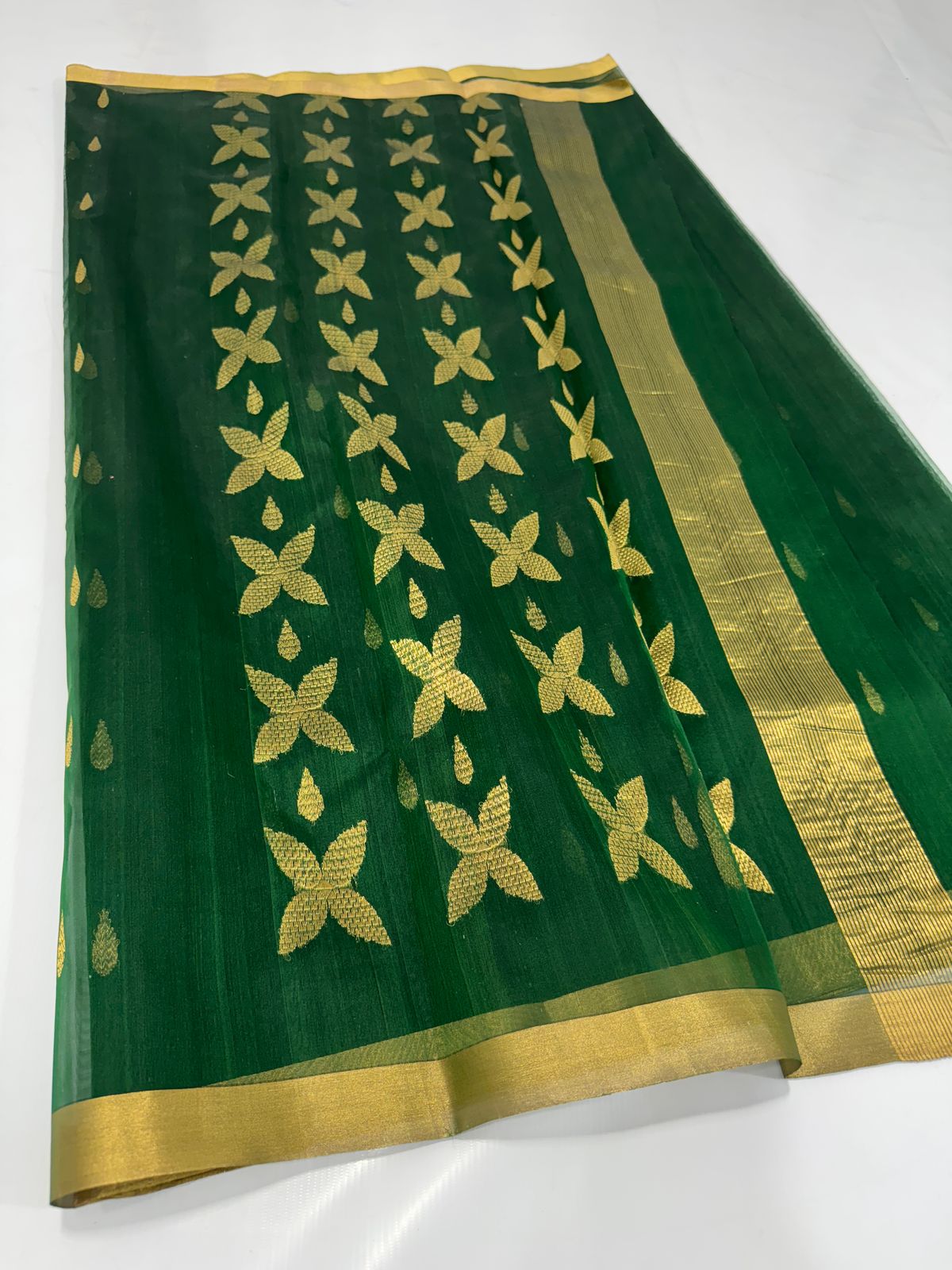 Pure Chanderi Katan Organza Silk Saree