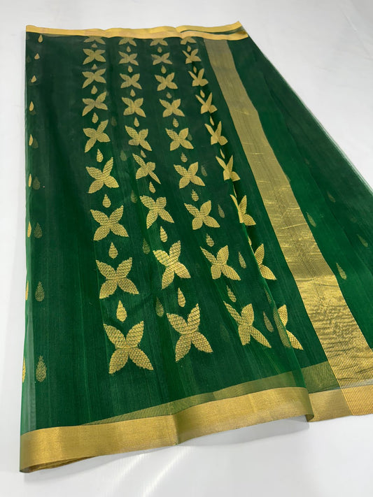 Pure Chanderi Katan Organza Silk Saree