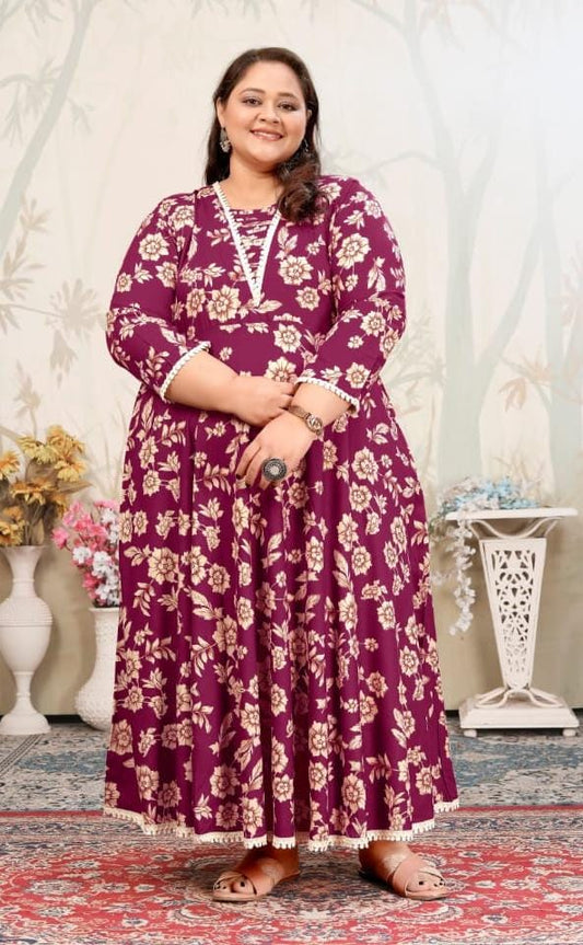 Plus Size Rayon Printed Gown