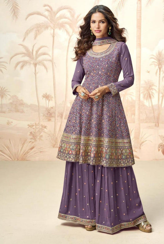 Sharara Style Embroidered Suit