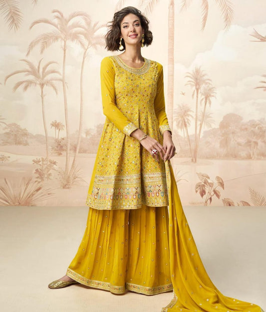 Sharara Style Embroidered Suit