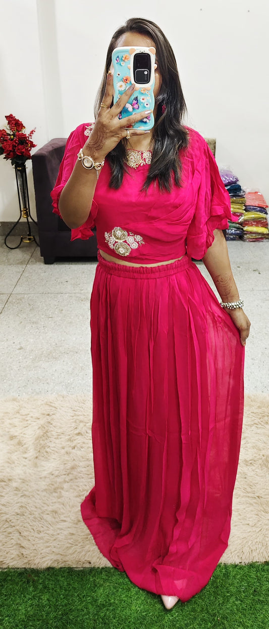 Handwork Crop Top With Skirt