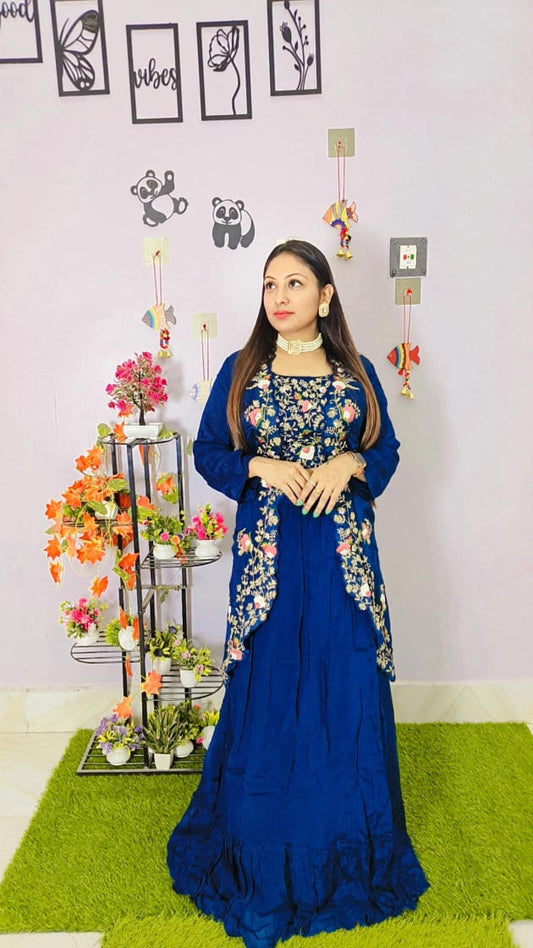 Skirt With Hand Embroidered Jacket & Blouse Set