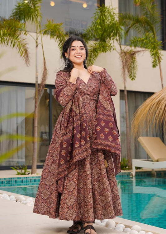 Mal Cotton Printed Anarkali Suit