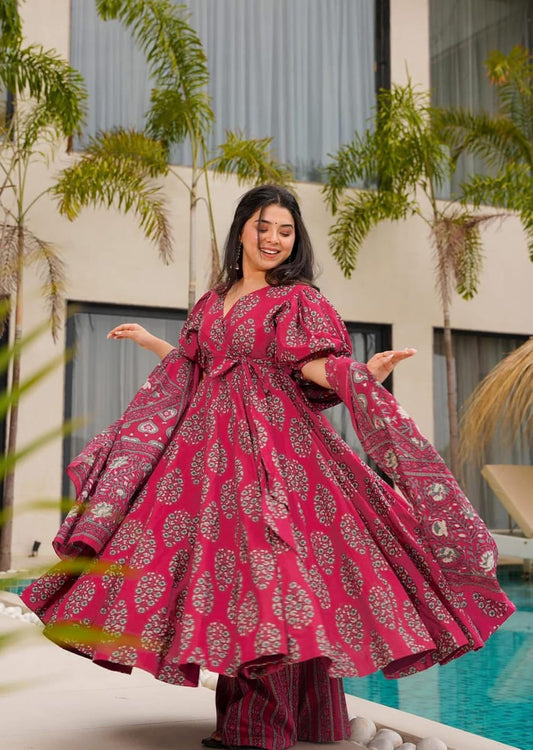 Mal Cotton Printed Anarkali Suit