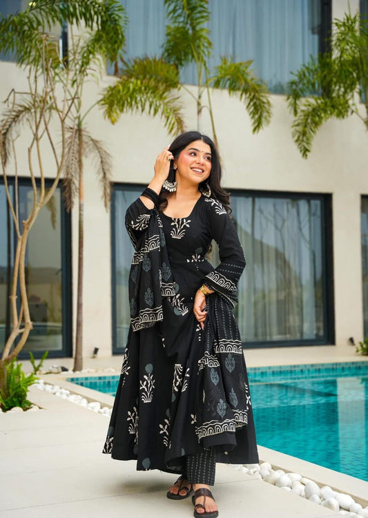 Mal Cotton Printed Anarkali Suit