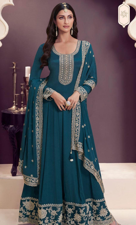 Embroidered Gown With Dupatta