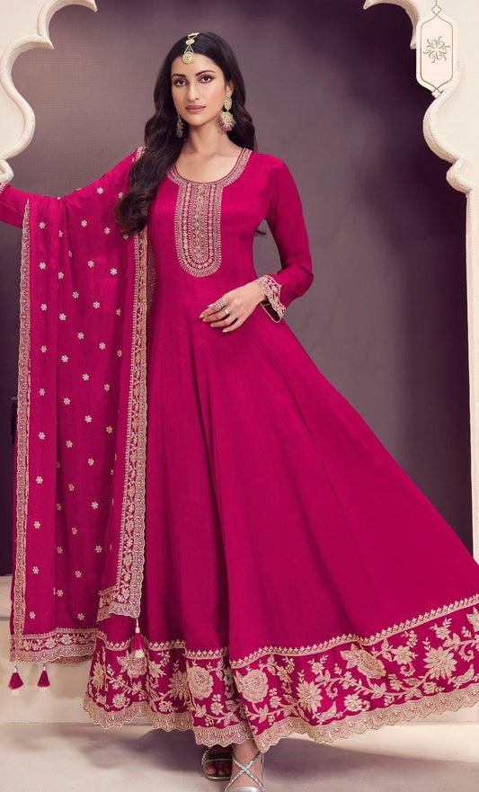Embroidered Gown With Dupatta