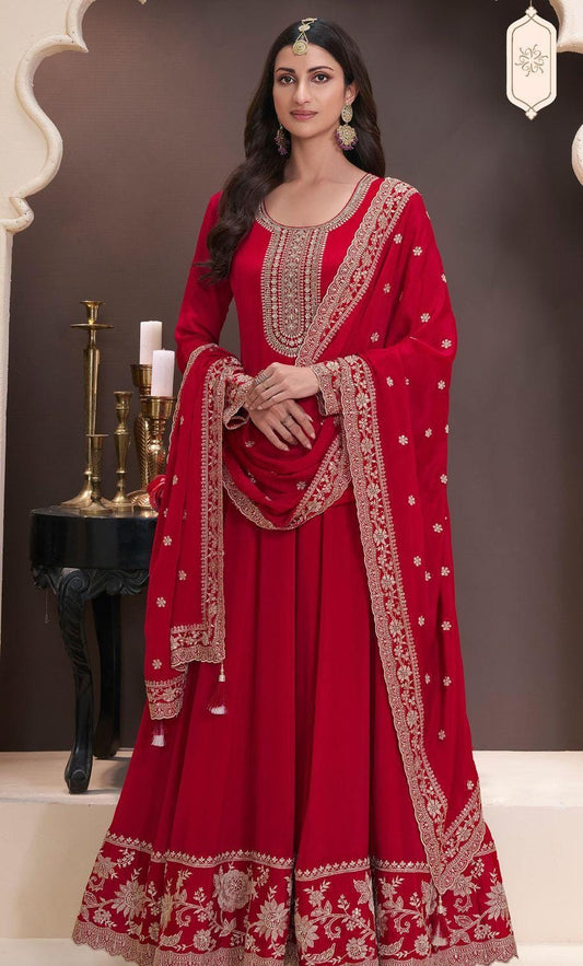 Embroidered Gown With Dupatta