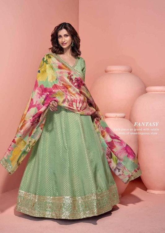 Embroidered Gown With Dupatta