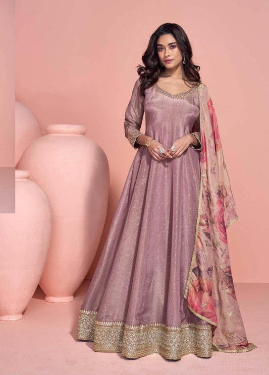 Embroidered Gown With Dupatta