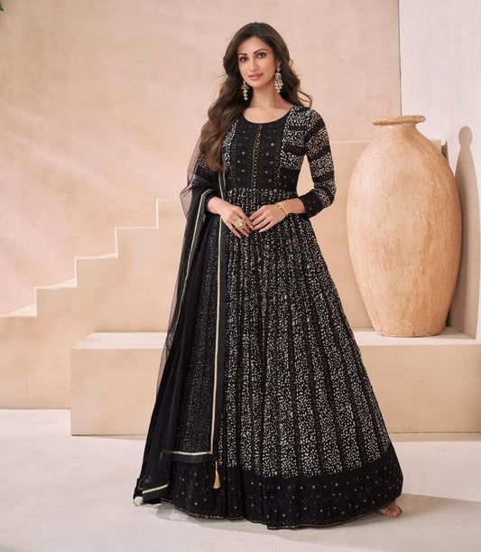 Embroidered Gown With Dupatta